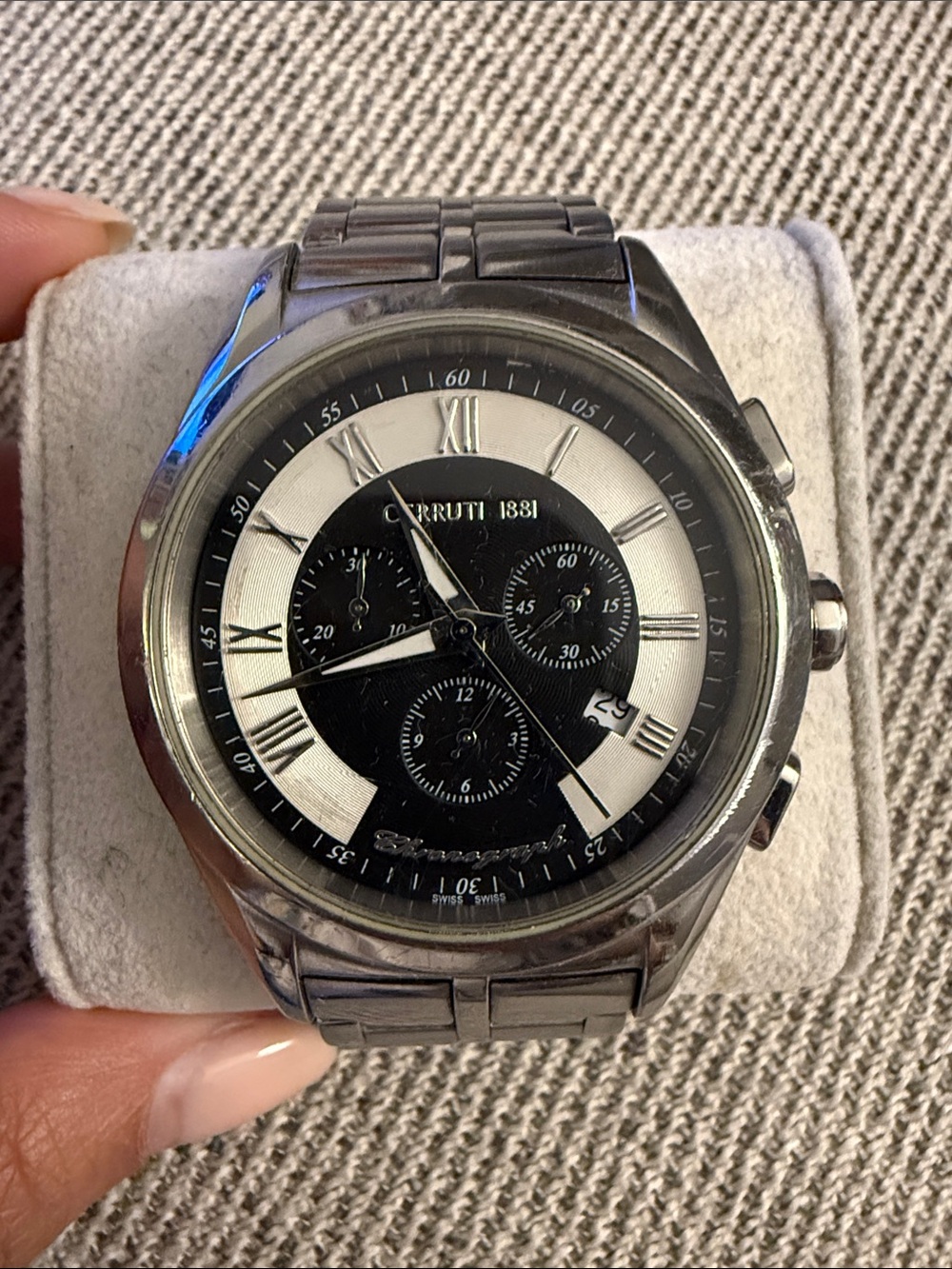 Cerruti 1881 Men's Silver and Black Chronograph Watch